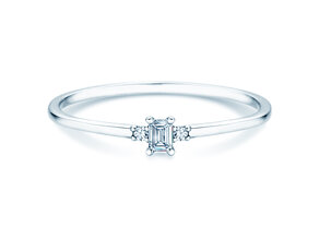 Verlovingsring Vivid Petite Emerald Cut in 14K witgoud met diamanten 0,10ct G/VS