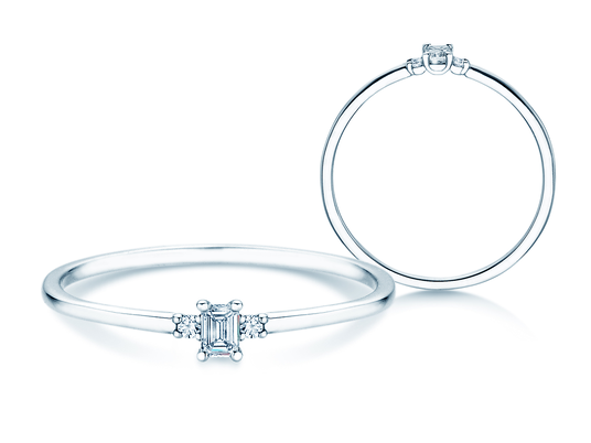 Verlovingsring  in 9K witgoud met diamanten 0,10ct G/VS