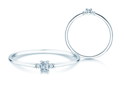 Verlovingsring Vivid Petite Emerald Cut in 14K witgoud met diamanten 0,10ct G/VS