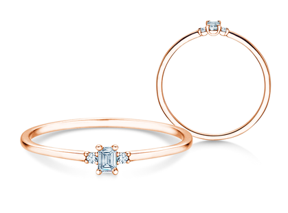 Verlovingsring Vivid Petite Emerald Cut in 14K roségoud met diamanten 0,10ct G/VS