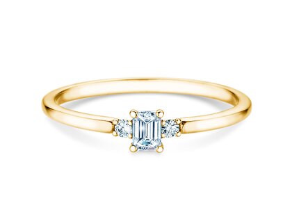 Verlovingsring Vivid Petite Emerald Cut in geelgoud