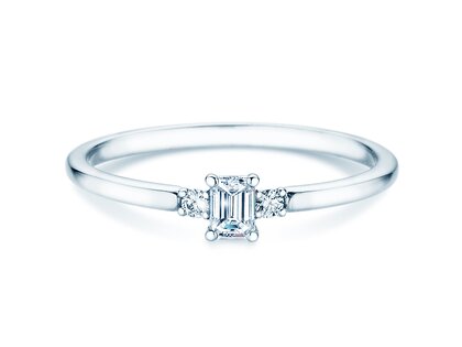 Verlovingsring Vivid Petite Emerald Cut in platina
