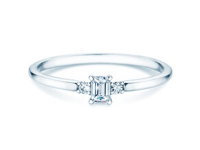 Verlovingsring Vivid Petite Emerald Cut in platina