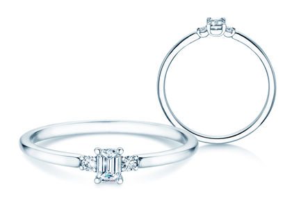 Verlovingsring Vivid Petite Emerald Cut in platina