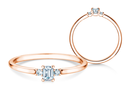 Verlovingsring Vivid Petite Emerald Cut in roségoud