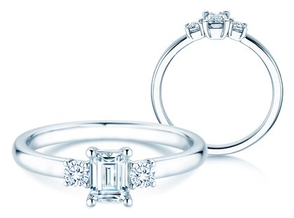 Verlovingsring Vivid Petite Emerald Cut in witgoud