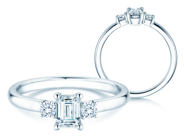 Verlovingsring  in 9K witgoud met diamanten 0,40ct G/VS