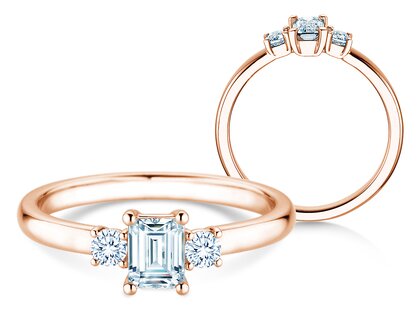 Verlovingsring Vivid Petite Emerald Cut in roségoud