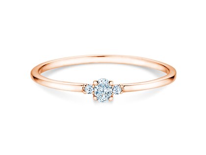 Verlovingsring Vivid Petite Oval Cut in 14K roségoud met diamanten 0,10ct G/SI