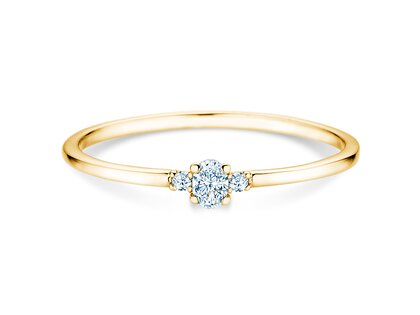 Verlovingsring Vivid Petite Oval Cut in 14K geelgoud met diamanten 0,10ct G/SI
