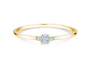 Verlovingsring Vivid Petite Oval Cut in 14K geelgoud met diamanten 0,10ct G/SI