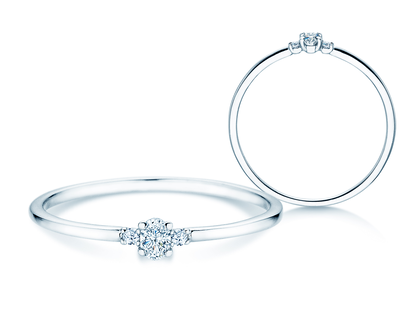 Verlovingsring Vivid Petite Oval Cut in 14K witgoud met diamanten 0,10ct G/SI