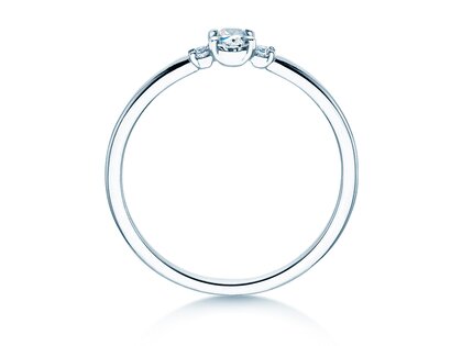 Verlovingsring Vivid Petite Oval Cut in 14K witgoud met diamanten 0,20ct G/SI