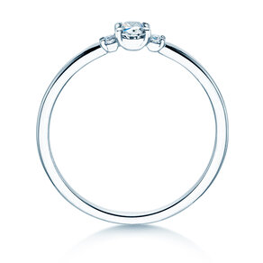 Verlovingsring Vivid Petite Oval Cut in 14K witgoud met diamanten 0,20ct G/SI