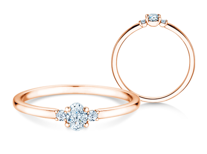 Verlovingsring Vivid Petite Oval Cut in 18K roségoud met diamanten 0,20ct G/SI
