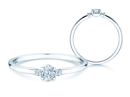 Verlovingsring Vivid Petite Oval Cut in 14K witgoud met diamanten 0,20ct G/SI