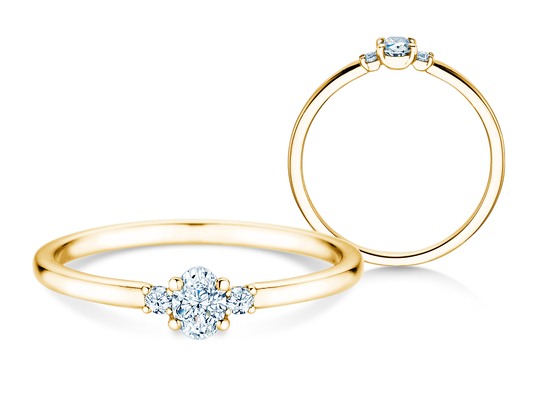 Verlovingsring Vivid Petite Oval Cut in geelgoud