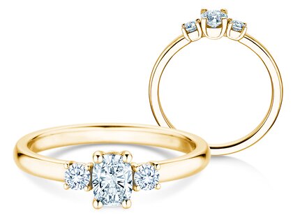 Vivid Petite Oval Cut in 14K geelgoud met diamanten 0,50ct G/SI