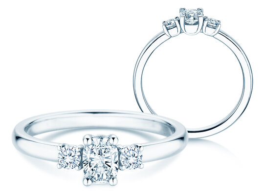 Vivid Petite Oval Cut in 14K witgoud met diamanten 0,50ct G/SI