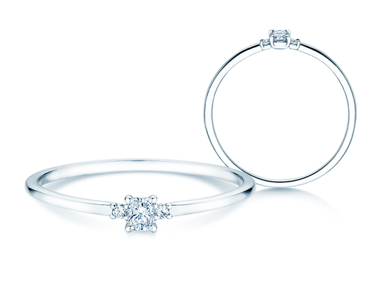 Verlovingsring Vivid Petite Radiant Cut in 14K witgoud met diamanten 0,10ct G/SI