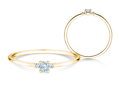 Verlovingsring Vivid Petite Radiant Cut in 14K geelgoud met diamanten 0,10ct G/SI