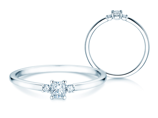 Verlovingsring  in 9K witgoud met diamanten 0,31ct G/SI