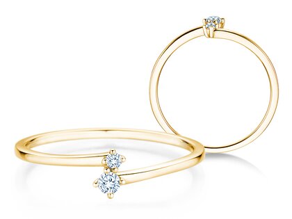 Verlovingsring You & Me Classic in 14K geelgoud met diamanten 0,065ct G/SI