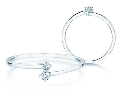 Verlovingsring You & Me Classic in 14K witgoud met diamanten 0,065ct G/SI