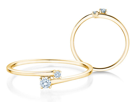 Verlovingsring You & Me Modern in 14K geelgoud met diamanten 0,07ct G/SI