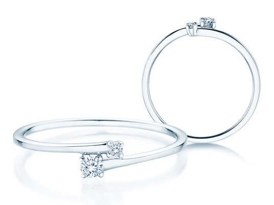 Verlovingsring You & Me Modern in 14K witgoud met diamanten 0,07ct G/SI