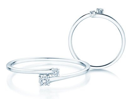 Verlovingsring You & Me Modern in 14K witgoud met diamanten 0,07ct G/SI