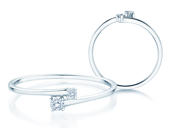 Verlovingsring You & Me Modern in 14K witgoud met diamanten 0,07ct G/SI