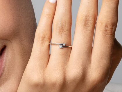 Verlovingsring You & Me Modern in 14K geelgoud met diamanten 0,07ct G/SI