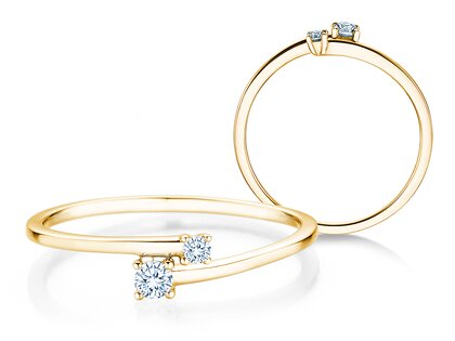 Verlovingsring You & Me Modern in 14K geelgoud met diamanten 0,11ct G/SI