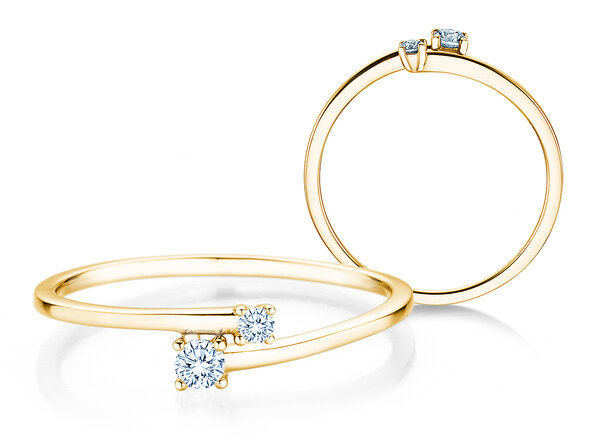 Verlovingsring You & Me Modern in 14K geelgoud met diamanten 0,11ct G/SI
