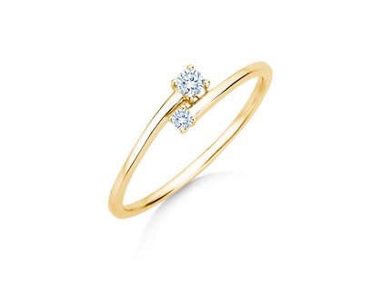 Verlovingsring You & Me Modern in 14K geelgoud met diamanten 0,11ct G/SI