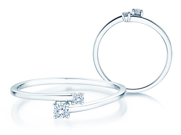 Verlovingsring You & Me Modern in 14K witgoud met diamanten 0,11ct G/SI