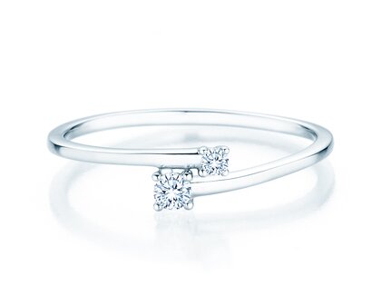 Verlovingsring You & Me Modern in 14K witgoud met diamanten 0,11ct G/SI