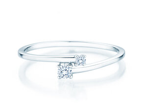Verlovingsring You & Me Modern in 14K witgoud met diamanten 0,11ct G/SI