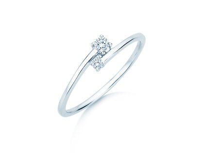 Verlovingsring You & Me Modern in 14K witgoud met diamanten 0,11ct G/SI