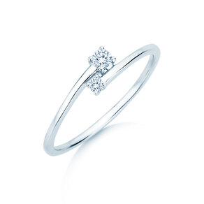Verlovingsring You & Me Modern in 14K witgoud met diamanten 0,11ct G/SI