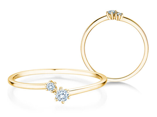 Verlovingsring You & Me Soft in 14K geelgoud met diamanten 0,09ct G/SI