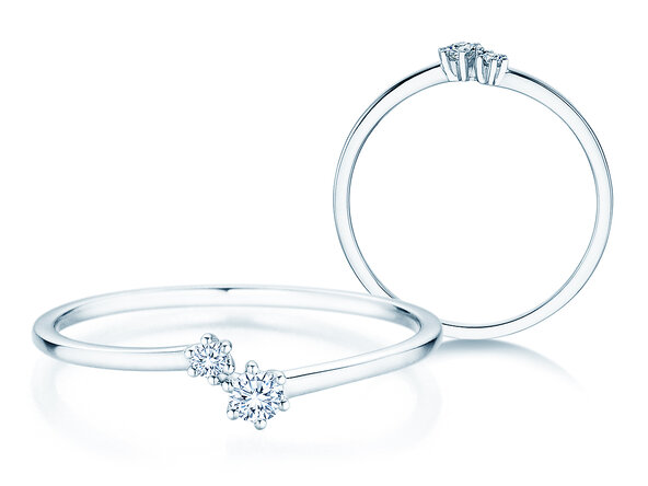 Verlovingsring You & Me Soft in 14K witgoud met diamanten 0,09ct G/SI