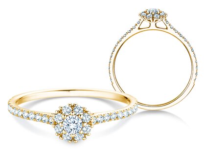 Verlovingsring Bloom Pavé in 14K geelgoud met diamanten 0,46ct G/SI
