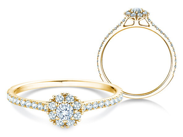 Verlovingsring Bloom Pavé in 9K geelgoud met diamanten 0,46ct G/SI