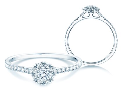 Verlovingsring Bloom Pavé in 14K witgoud met diamanten 0,46ct G/SI