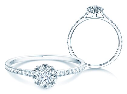 Verlovingsring Bloom Pavé in 9K witgoud met diamanten 0,46ct G/SI