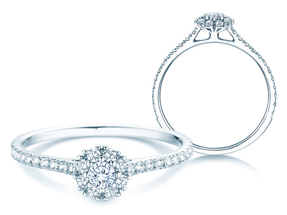 Verlovingsring Bloom Pavé in 14K witgoud met diamanten 0,46ct G/SI