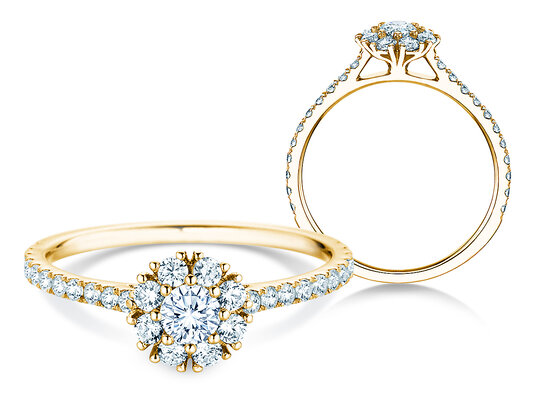 Verlovingsring Bloom Pavé in 14K geelgoud met diamanten 0,70ct G/SI