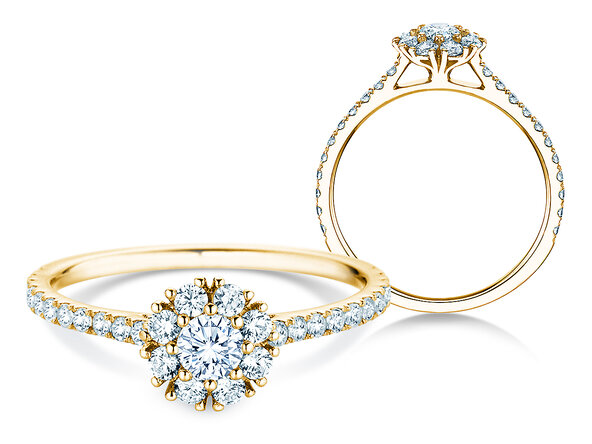 Verlovingsring Bloom Pavé in 14K geelgoud met diamanten 0,70ct G/SI